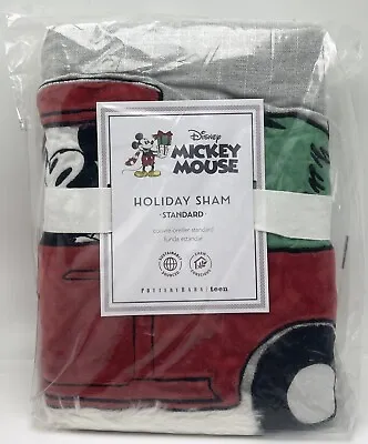 Mickey Mouse Red Truck Christmas Holiday Sham Standard Quilted Pottery Barn • $39.95