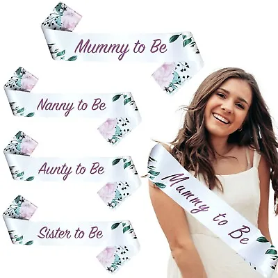 Baby Girl Floral Baby Shower Sashes Mummy To Be Mum Auntie Sister Nanny Sash • £3.99