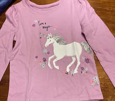 Jumping Beans Softest Tee Girls Size 4 Lilac Love & Magic Long Sleeve • $6