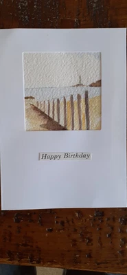 £1.90 • Buy Original Hand Painted Watercolour Happy Birthday Card Coastal Beach Seaside