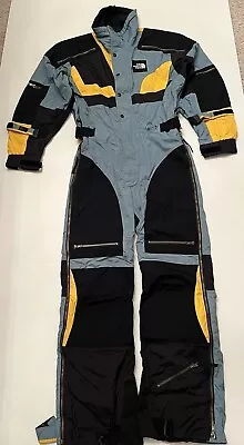 Vintage The North Face 1 Piece Ski Suit Slate/Yellow/Black Jumpsuit Men's M • $100