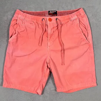 SuperDry Shorts Mens Size Medium Salmon Orange Pink Faded Wash Casual Drawstring • $15.95