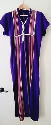 VTG Purple MEDIUM Mexican Falsa Patio Muumuu Maxi Dress Coverup Folkloric Boho • $32