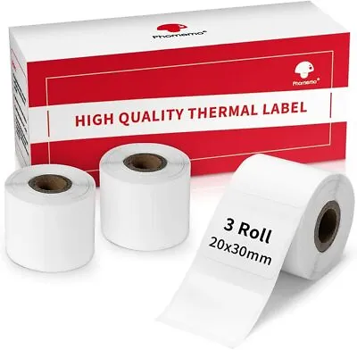 Square 30×20mm White Self-Adhesive Thermal Label For Phomemo M110/M200 Printer • $15.99