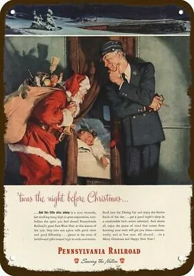 1947 PENNSYLVANIA RAILROAD Christmas Santa VntLook DECORATIVE REPLICA METAL SIGN • $24.99