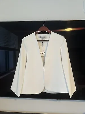 Zara Off White Cape Blazer Jacket With Slits Bloggers Size Small S • $59.99
