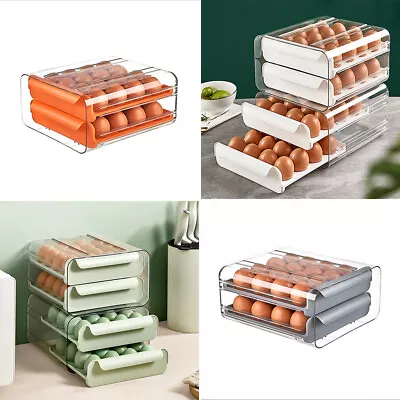 Kitchen Refrigerator Drawer Type Egg Storage Box Rack Organizer Food Holder UK • £8.45