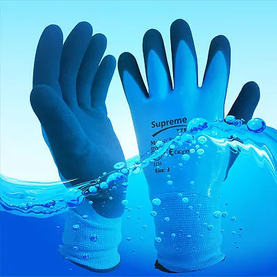 £3.75 • Buy Blue Aqua Fully Latex Coated Waterproof Wet Breathable Nylon Grip Work Gloves