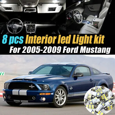 8Pc Car Interior LED Super White Light Bulb Kit For 2005-2009 Ford Mustang • $12.29