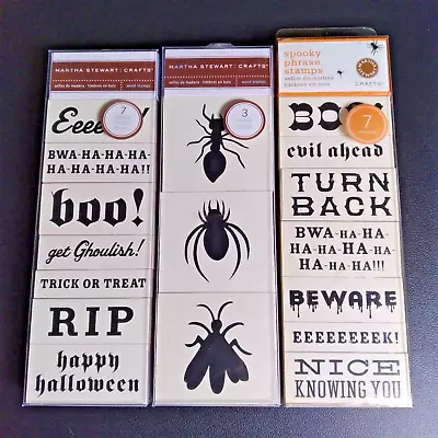 Martha Stewart Crafts Spooky Phrase Insect (17) Wood Stamps Halloween Crafting • $24.99