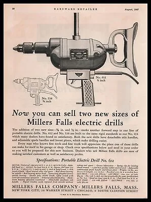 1927 Millers Falls Tools Massachusetts Portable Electric Drill No. 612 Print Ad • $19.95