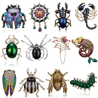 Cartoon Insects Enamel Pins Beetle Spider Brooch Lapel Pin Animals Jewelry Gift • £3.41