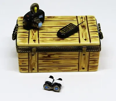 Limoges Box - Eximious - African Safari Travel Trunk - Camera & Map & Binoculars • $124.99