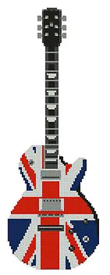 Union Jack Guitar Counted Cross Stitch Kit 6  X 16  15.5cm X 40.5cm 11 Count • £14.99