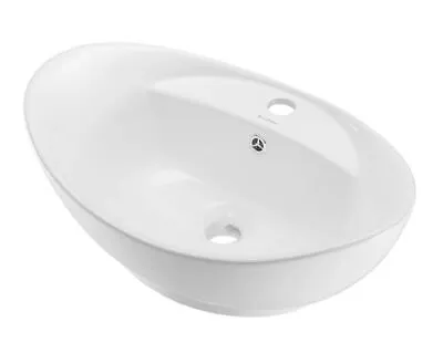 Swiss SM-VS211 15-3/8  Oval Ceramic Vessel Bathroom Sink W/Overflow & 1 Faucet • $53.97