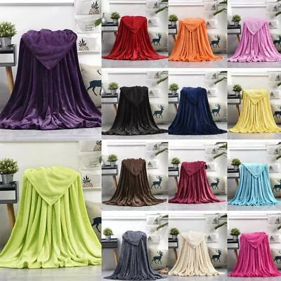 £6.28 • Buy Large Fleece Throw Luxury Warm Soft Polar' Blanket Sofa Bed Travel Throwover