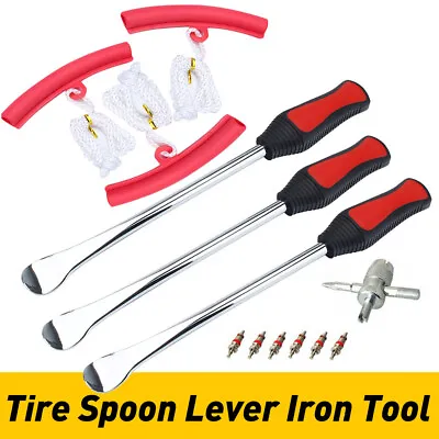 £26.34 • Buy Motorcycle Bike Tire Lever Spoon Iron Tyre Changing Tool With Rim Protectors Kit