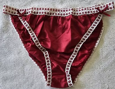 Rare Vintage Red Satin Vasarette String Bikini W/Satin Gusset Previously Owned  • $28