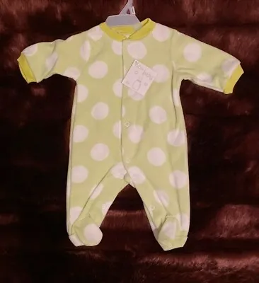 £4.75 • Buy BABY Boys Soft Micro Fleece LIME GREEN & WHITE Sleepsuit ALL IN ONE 0 - 3 Months