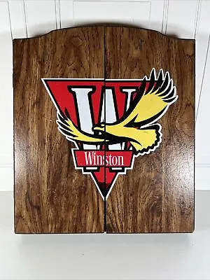VTG Winston Cigarettes 18  Original Bristle Dart Board In Mounting Cabinet • $79.99