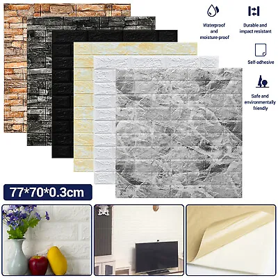 3D Tile Brick Wall Sticker Self-adhesive Waterproof Foam Panel Wallpaper 70*77cm • £6.19