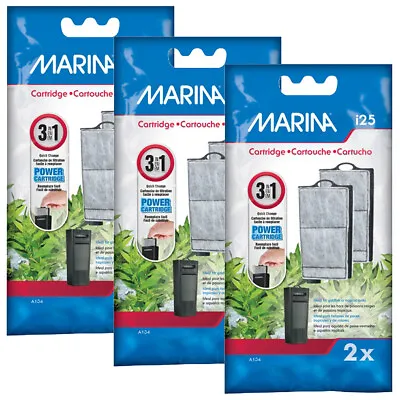 Marina I25 Power Filter Cartridge Media Internal Filter 3 Packs Of 2 Aquarium • £10.99