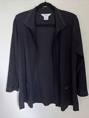 Exclusively Misook Long Sleeve Open Front Cardigan Sweater Black Large Petite • $34.99