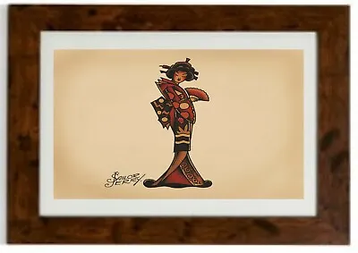  Sailor Jerry Tattoo Vintage Geisha Girl Framed Print  • £28.04