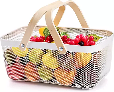 Mesh Storage Basket With Handle Garden Harvest Basket Mesh Fruit Basket Bin... • $35.99