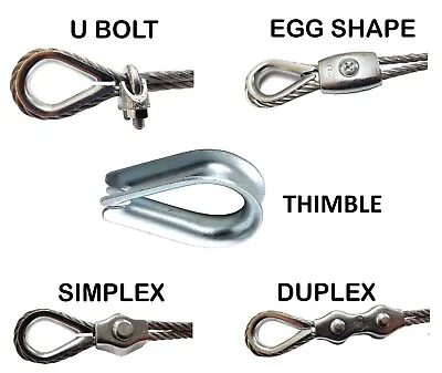 £11.39 • Buy Simplex Duplex Egg Shape U Bolt Thimble Steel Wire Grips Clamp Clips Rope Cable