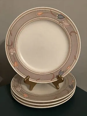 Mikasa Meadow Sun Intaglio CAC02 Set Of (4) Dinner Plates Tulips Pastel 11” • $32