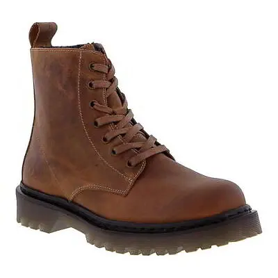 Oak & Hyde Brixton Womens Ladies Tan Lace Zip Up Leather Ankle Boots Size 2-9 • £44.99