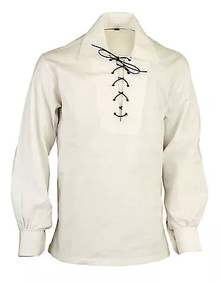 Cream Scottish Highland Jacobite Jacobean Ghillie Kilt Shirt • £19