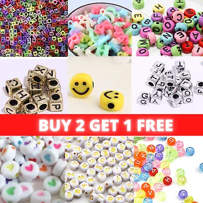 £1.99 • Buy 200 Letter Beads Mixed Colour 6-7mm Alphabet Cubes Kids DIY Jewellery Gift Craft