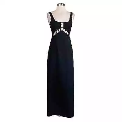 Aidan Mattox Women's Formal Dress Size 2 Black Crepe Sleeveless Cutout Gown • $69.99