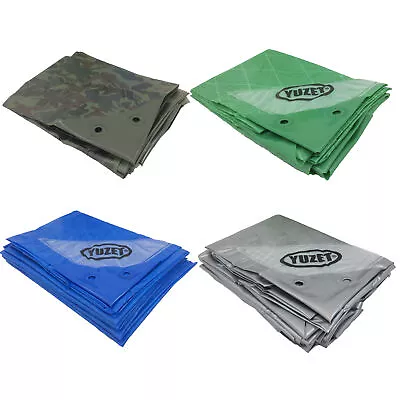 Yuzet Heavy Duty Reinforced Tarpaulin Waterproof Cover Tarp Ground Camping Sheet • £11.03