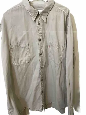 Vintage Levis Heavy Duty Denim Work Shirt Mens XXL Metal Buttons Beige Khaki • $29.75