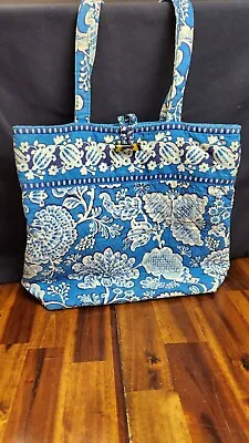 Vera Bradley Blue Lagoon Floral Tote - Bag- Purse 14 X13  100% Cotton • $15