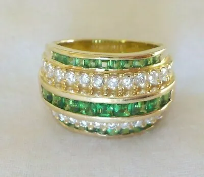 $1148 • Buy Heavy 14K Yellow Gold Tsavorite Garnet Diamond Ring - 12.38 Gms, Sz 8, 2.72 Ctw 