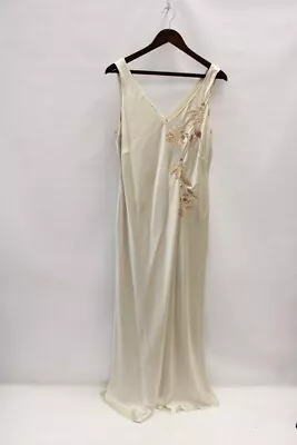 Women's J.TAYLOR Light Golden Beige Satin Beaded A-Line Dress Size 18 - SB8 • £9.99
