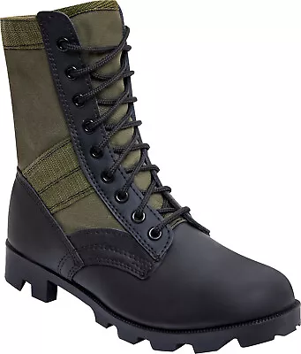 Olive Drab Jungle Boots Military Tactical Combat Boots 8  High Leather & Canvas • $45.99