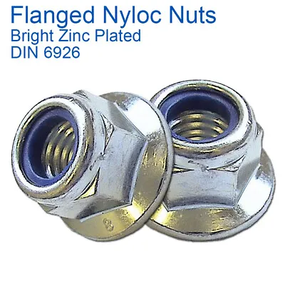 £224.19 • Buy M5 M6 M8 M10 M12 M16 Flanged Nyloc Nut Insert Locking Nuts Steel Bzp Din 6926