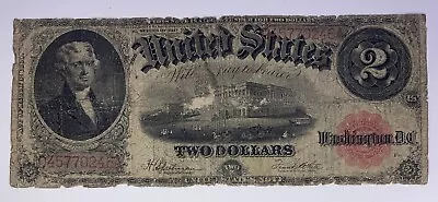 1917 ($2) Two Dollar Red Seal United States Legal Tender Large Note • $89