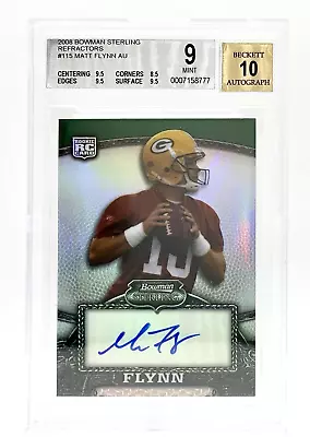 BGS 9 2008 Bowman Sterling Refractor #115 Matt Flynn RC Auto Packers • $35