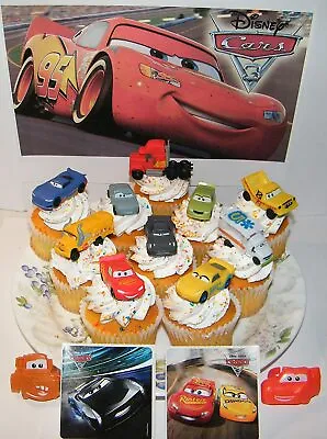 Cars 3 Movie Deluxe Cake Toppers Cupcake Decorations Set Of 14 With 10 Figures • £15.38