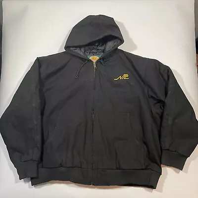 Cabelas Jacket Mens 2XL Black Full Zip Duck Canvas Quilted Lined Hooded Logo • $39.99