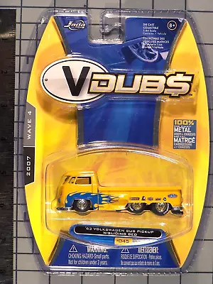 Jada 2007 V DUBS '63 VW Bus Pickup W/Sliding Bed Yellow W/racing Tampos • $14