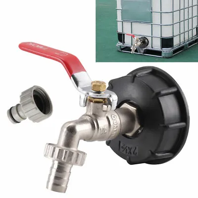 UK IBC Tank Cap Adapter With Brass Tap&1/2  Snap On Hose Connector IBC Ton Valve • £9.49