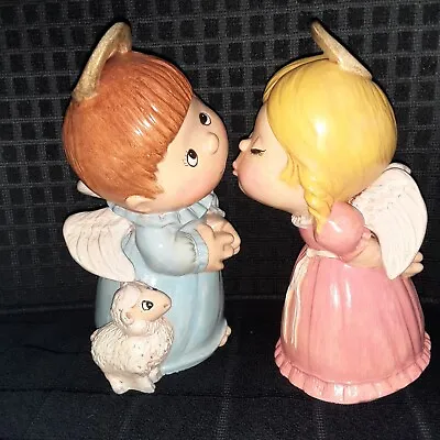 Ceramic Kissing Angels Vintage 1981  Hobby Handmade 7 In Christmas • $42.09