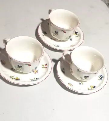 Set Of 3 Villeroy & Boch PETITE FLEUR Tea Cups & Saucers ~ MINT  • $34.99